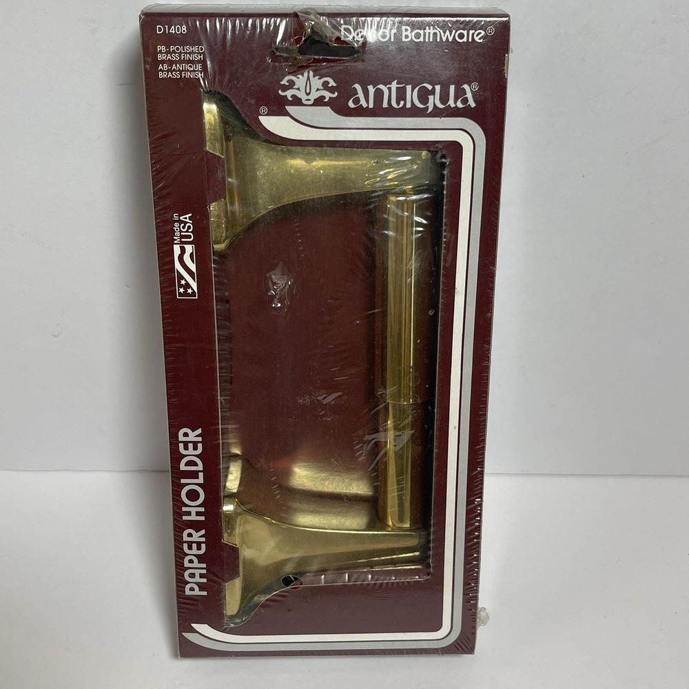 Decor Bathware Antigua Paper Holder D1408 Polished Brass Finish NOS Made USA MCM